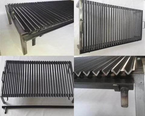 Image of Premium Argentine Grill - V Angle Iron Grill with Handles and Drain Pan, Iron Grill, Heavy Duty, BBQ Grill + Brazier + Fire Tools. Sor Pampa Grill (36 X 24 Inches)