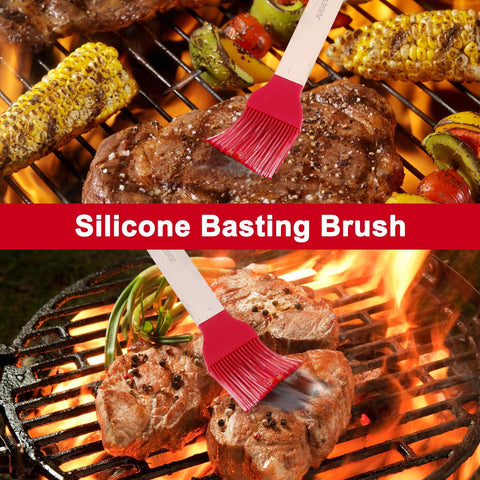 Image of BBQ Grill Accessories, 4-Piece Stainless Steel Grill Tools with Grill Tongs, Grill Spatula, Grill Forks, Silicone Brush, the Ideal Outdoor Heavy-Duty BBQ Accessories, Grilling Gifts for Men.