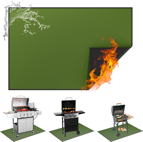 Image of Tamfile 60X40 Inches Outdoor Fire Pits Mat, Fireplace Floor Mat, Heat Resistant 5200°F, 6 Layers Deck Patio Protect Pad, under Grill Mat Perfect for Grass Outdoor Wood Fire Pit and BBQ Smoker, Green