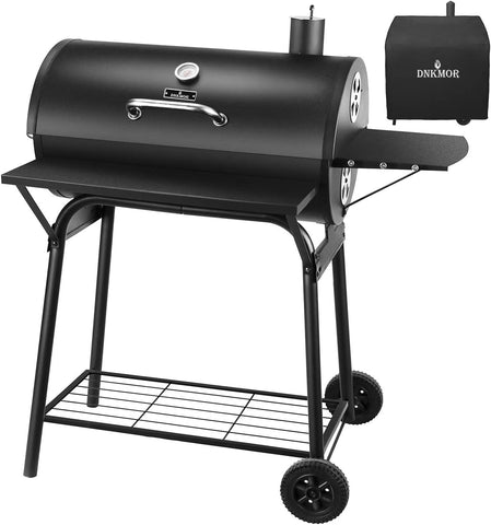 Image of Charcoal Grills Outdoor BBQ Grill 30INCH Barrel Charcoal Grill with Side Table, 627 Square Inches, Outdoor Backyard Camping Picnics, Patio and Parties, Black by