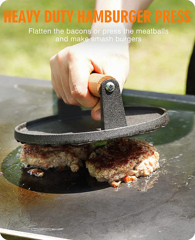 Image of Homenote Griddle Accessories for Blackstone, Commercial Grade 12 Inch Heavy Duty round Melting Dome with Cast Iron Smash Burger Press Perfect for Flat Top Hibachi Grill Indoor Outdoor