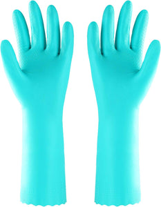 Reusable Dishwashing Cleaning Gloves with Latex Free, Cotton Lining,Kitchen Gloves 2 Pairs,Purple+Blue
