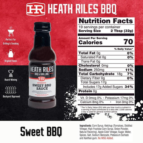 Image of Heath Riles BBQ Sweet Barbecue Sauce, Champion Pitmaster Recipe, Bottle 16 Oz.