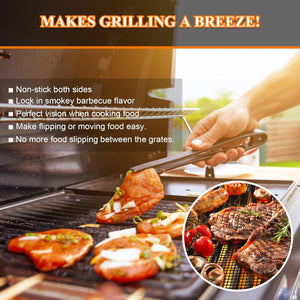 Grill Mesh Mat Set 5 Barbecue Grill Accessories Reusable Non-Stick Grill Mat for Vegetables Fish Grilling Mat Sheets for Outdoor Smoker Charcoal Gas Electric Grill BBQ Tools,Xl 15.75 X 13 Inch, Black
