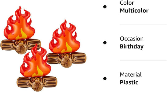 Inflatable Fake Campfire Camping Props Bonfire Party Decor Campfire Party Decorations Artificial Flame Campfire for Indoor Camping Overnight and Scene Setting (3 Pieces)
