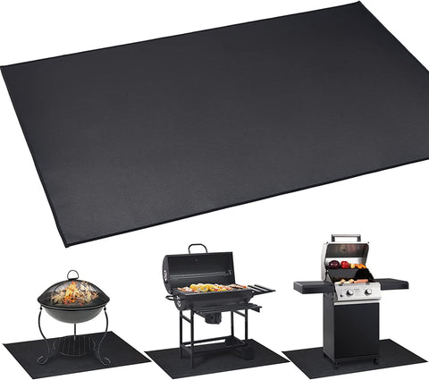 Image of Large under Grill Mat 60 ×42 Inch for Outdoor Charcoal, Smokers, Gas Grills, Deck and Patio Protective Mats, Fireproof Grill Pads, Indoor Fireplace Mat Prevents Ember Damage Wood Floor