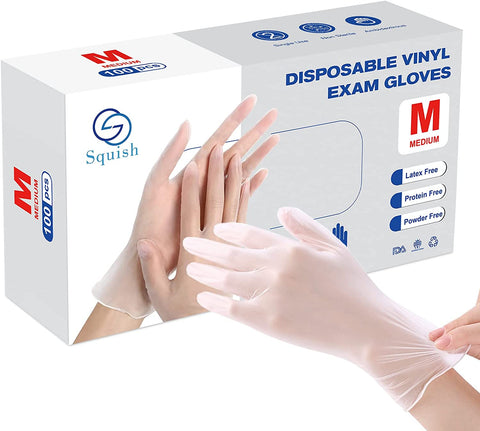 Image of Disposable Gloves,  Clear Vinyl Gloves Latex Free Powder-Free Glove Health Gloves for Kitchen Cooking Food Handling, 100Pcs/Box, Medium