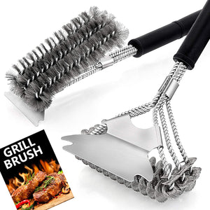 Grill Brush 2 PCS, Hasteel 17.5” & 16.5” Safe BBQ Grill Brush and Scraper, BBQ Accessories Cleaner with Wire Bristle Free Perfect for Gas Grill/Charbroil/Steel Cooking Grates, Grill Cleaning Gift