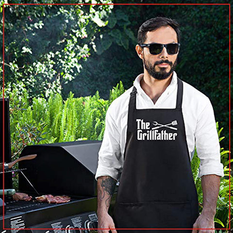 Image of Aprons for Men | Premium Quality Funny Aprons | Best for BBQ, Grilling and Cooking | Chef Kitchen Grilling Apron
