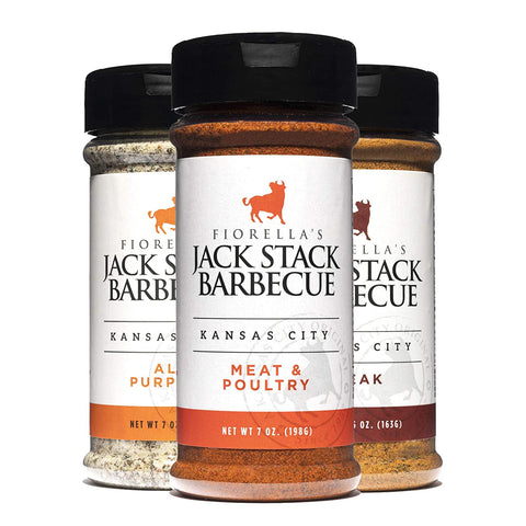 Image of Jack Stack Barbecue Dry Rub Seasoning Variety Pack - All Purpose, Steak, Poultry & Meat Seasonings - Kansas City Spice 3 Pack - for Chicken, Steak, Ribs, Vegetables, Seafood, and More (7Oz Each)