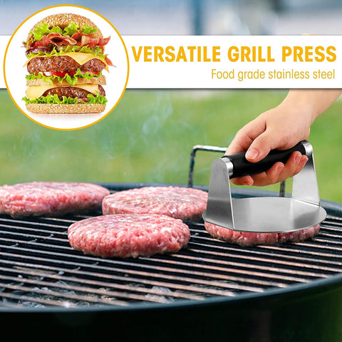 Image of PMYEK Burger Press with Anti-Scald Handle, 5.5 Inch Stainless Steel Burger Smasher, round Non-Stick Hamburger Press for Griddle, Griddle Accessories Kit for Flat Grill Cooking
