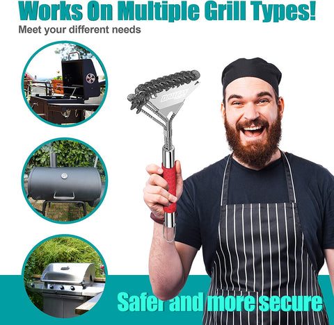 Image of Grill Brush and Scraperoutdoor Grill Bristle Free Grill Cleaning Brush Stainless Steel Grill Cleaner Non-Bristle Grill Brushgrill Non-Slip Handle Good Grips Giftbbq Activites, 18 Inch