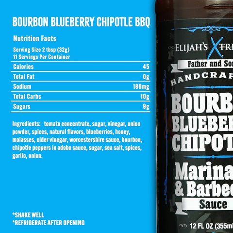 Image of Elijah'S Xtreme BBQ Bundle: Beer Bacon Maple BBQ Sauce and Bourbon Blueberry Chipotle Barbecue Sauce - Unique Twist on Traditional BBQ Sauces, Perfect for Grilling, Dipping & Marinading (12Oz Bottles)