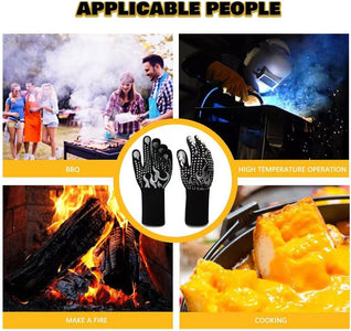 BBQ Heat Resistant Gloves, 1472 Degree F Cut-Resistant Grill Gloves for Heat Resistant Cooking, Outdoor Grill, Barbecue, Oven, Cooking, Kitchen and Baking -