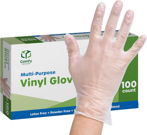 Image of Clear Powder Free Vinyl Disposable Plastic Gloves