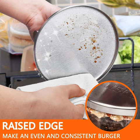 Image of HULISEN Stainless Steel Smashed Burger Press, 6 Inch round Burger Smasher, Griddle Hamburger Press, Non Stick Grill Press for BBQ Griddle Cooking, Griddle Accessories Kit, Gift Package