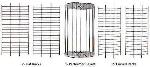 Image of Onegrill Performer Series Kamado Grill Fit Rotisserie Spit Rod Basket; Stainless Steel Tumble & Flat Basket in One. (Fits 5/16 Inch Square Spits)