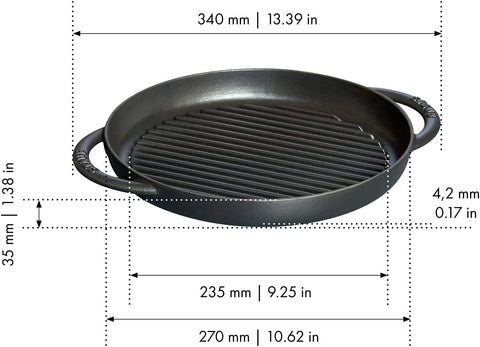 Image of Cast Iron 10-Inch Pure Grill - Black Matte, Made in France