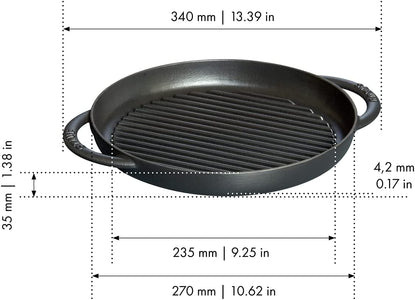Cast Iron 10-Inch Pure Grill - Black Matte, Made in France