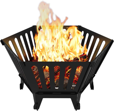 Image of Waaliji 22.5 Inch Portable Plug Fire Pit for Camping, Detachable Outdoor Wood Burning Firepit with Carrying Bag for outside Patio Heating, Picnic, Bonfire and BBQ