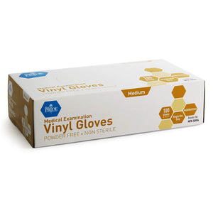 Medical Vinyl Examination Gloves (Medium, 100-Count) Latex Free Rubber | Disposable, Ultra-Strong, Clear | Fluid, Blood, Exam, Healthcare, Food Handling Use | No Powder