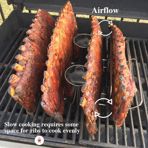 Image of Cataumet BBQ Rib Rack and Beer Can Chicken Holder Smoking Rack Fits Big Egg Style Grills Ovens and Smokers Made with Genuine 304 Stainless Steel