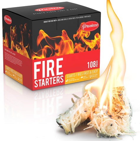 Image of Provizzo 108 Pcs Fire Starters - Natural Charcoal Fire Starters That Are Great Fire Starters for Campfires, Fire Starters for Grill, Fire Starters for Fire Pit, and Much More!