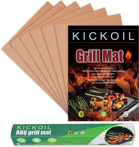 Image of Grill Mats for Outdoor Grill Set of 6 BBQ Grill Mat Copper Grill Mat Heavy Duty Non Stick Reusable and Easy to Clean, Electric Gas Charcoal Grill Outdoor Cooking Tools Accessories RV Camper Must Have