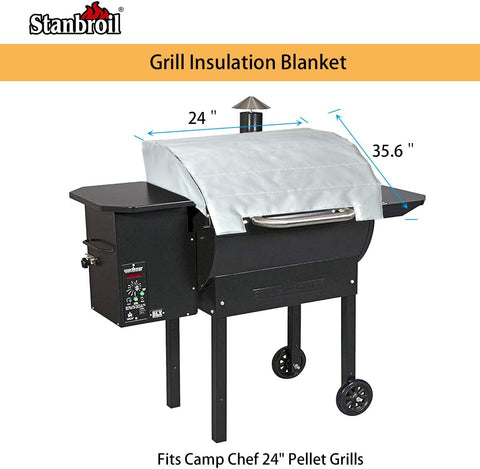 Image of Stanbroil Insulated Blanket for Camp Chef 24" Pellet Grills, Including Smokepro DLX24, PG24BLK, PG24, PG24S, PG24LS Modles, 24 X 35.6 Inch, Gray