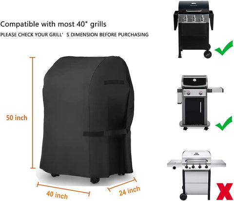 Image of LBTING Grill Cover, 40-Inch Heavy Duty 300D Oxford Waterproof Windproof UV Resistant BBQ Gas Grill Cover for Outdoor Barbecue Fit Most Brands Weber, Brinkmann, Char Broil, Holland