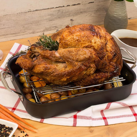 Image of BQMAX Adjustable Turkey Chicken Roasting Rack, Universal Rib Roasting Rack, V-Shaped Turkey Roasting Rack, 11" Poultry Rack for Most Smoker, Ovens