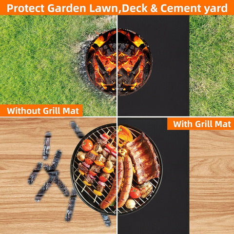 Image of Thickened under Grill Mat for Outdoor Grill,Oil-Proof and Fireproof Mat for Outdoor Lawn,Smokers, Deck and Patio,Indoor Fireplace Mat Fire Pit Mat,Waterproof BBQ Protector (60X42 In)