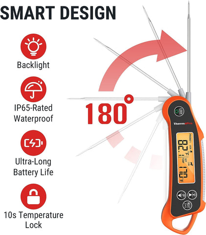 Image of TP710 Instant Read Meat Thermometer Digital for Cooking, 2-In-1 Waterproof Kitchen Food Thermometer with Dual Probes and Dual Temperature Display for Oven, Grilling, Smoker & BBQ