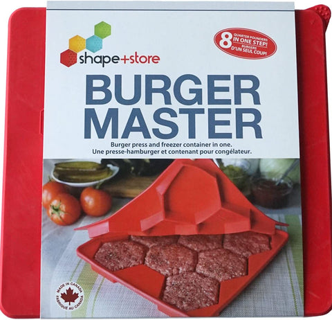 Image of Burger Master Innovative 8-In-1 Burger Press & Freezer Container Makes 8 Quarter-Pound Burgers 32 Oz., Tasty Amazing Burgers, Easy-To-Clean & Dishwasher Safe