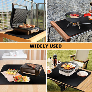 Easyacc 24 X 31In Fireproof-Grill Mats for Outdoor Tabletop Grill to Protect Your Grill Table-Fireproof-Bbq Barbecue Mat Heat Resistant Grill Table Mat-Waterproof & Oilproof BBQ Mat-Black (0.6Mm)