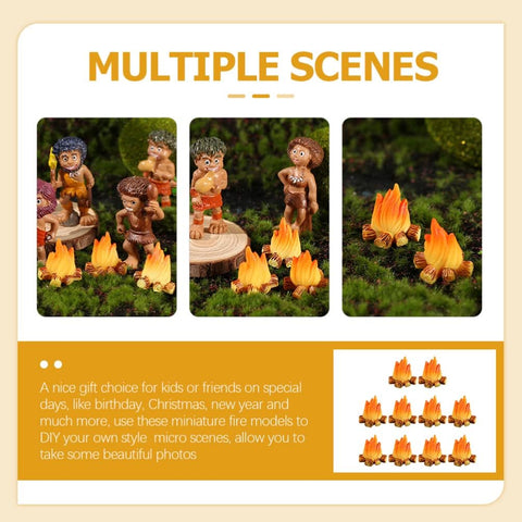 Image of Toyvian 10Pcs Miniature Campfire Dollhouse Fire Ornament Decor Model Fire Model Handicraft Fake Fire Kids Pretend Toy Resin Bonfire Model Miniature Decoration