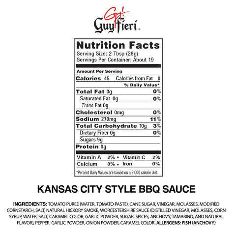 Image of Guy Fieri Kansas City Style BBQ Sauce - Guy Fieri BBQ Sauce, Kansas City BBQ Sauce, Gluten Free Barbecue Sauces, Kansas BBQ Sauce, Smoky BBQ Sauces, No High Fructose - 19 Oz (3-Pack)