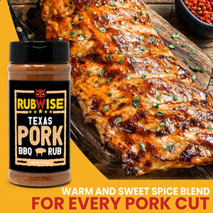 Texas Style Hickory Rub & Pork Rub by Rubwise | BBQ Rub & Spices for Smoking & Grilling | Dry Rubs | Great on Brisket, Chicken, Ribs, Pork & Turkey, Chops, Pork Butt, Tenderloin & More | NO MSG (1Lb E