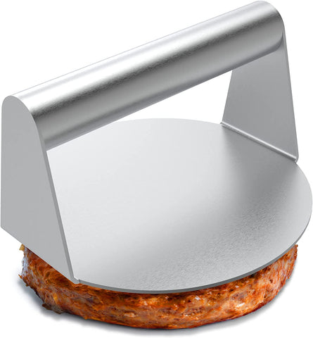 Image of Stainless Steel Burger Press, 5.5 Inch round Smasher, Non-Stick Smooth Hamburger Press Flat Bottom without Ridges, Bacon Grill Perfect for Top Griddle Cooking