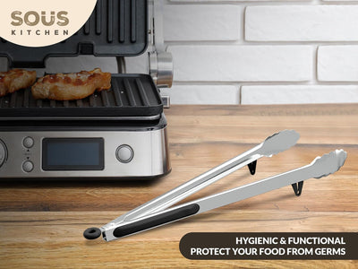 Stainless Steel Grill Tongs for Cooking - Kitchen Tongs Stainless Steel Extra Long for Safety - Cooking Tongs with Anti-Slip Handles - Rust Proof Grilling and BBQ Tongs - Heat Resistant Serving Tongs