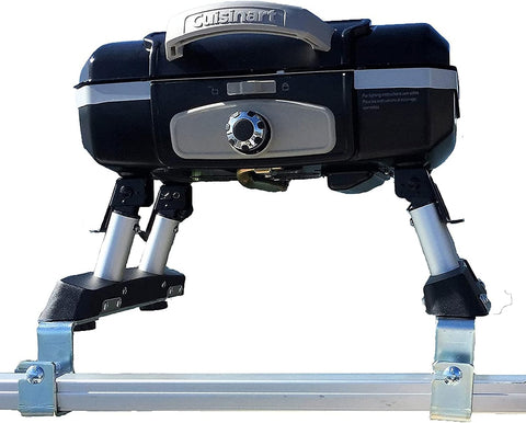 Image of Cuisinart Grill Modified for Pontoon Boat with Arnall'S Stainless Grill Bracket Set BLACK