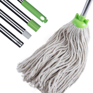 MEIBEI Mops for Floor Cleaning,Self Wringing Mop,Long Handled Cotton Floor Mop for Kitchen, Hardwood, Restaurant, Bathroom, Garages, Warehouses, Office, 57-Inch
