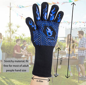 BBQ Gloves Heat Proof, 1472 Degree F Heat Resistant Grilling Gloves for Heat Resistant Cooking, Outdoor Grill, Barbecue, Oven, Cooking, Kitchen and Baking