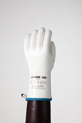 Image of LANON Liquid Silicone Gloves, Heat Resistant Oven Gloves with Fingers, Food Grade, Waterproof, White, Large