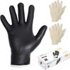 BBQ Gloves Kit with 2 Pairs of Reusable Heat Resistant Grilling Gloves Liner and 100 Pieces Disposable Nitrile Gloves for Outdoor Cooking and Barbecue, Black, X-Large