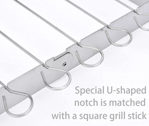 Image of Skewer Rack Set for Grill,12Pcs 12Inch Stainless Steel Square Barbecue Skewers Shish Kabob and Foldable Grill BBQ Racks Set,Durable and Reusable for Party and Cookout (Barbecue Skewers Rack Set 12P+1)