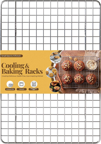 Image of Utopia Kitchen Cooling Racks for Baking 8 X 11.75 Inches, Stainless Steel Wire Cookie Rack Fits Jelly Roll Sheet Pan, Oven Safe for Cooking, Roasting, Grilling