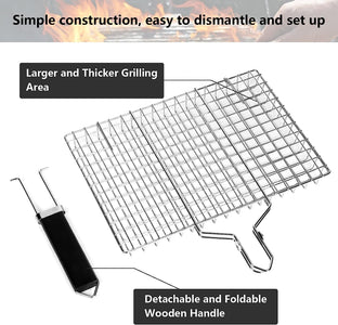 VIGIND Grill Baskets for Outdoor Grill,Detachable Portable Fish Grill Basket for BBQ Grilling,Stainless Steel Camping BBQ Grill Accessories for Seafood,Steak,Vegetables Barbecue