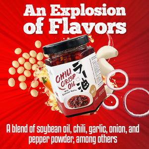 Fusion Select Chili Crisp Oil - Crunchy Garlic Chili Oil, Umami Seasoning with Hot Peppers for Korean Ramen, Spicy Noodles, BBQ Meat, Dip, Stir Fry Sauce - Kitchen Condiment - Mild Spice, 175G Jar