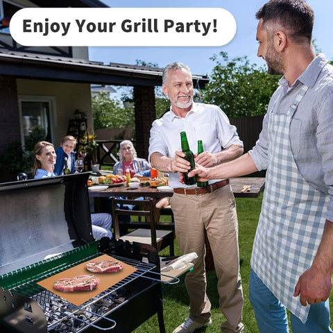 Image of HTVRONT Grill Mats for Outdoor Grill -Set of 5 Nonstick BBQ Grill Mat 15.75 X 13", Reusable & Cuttable Grill Topper for Patio, Garden BBQ, Non-Toxic & Works for Gas, Charcoal, Electric Grill…